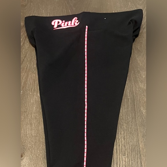 Pink Victoria's Secret Yoga Black Leggings with Pink Trim M - Picture 7 of 11